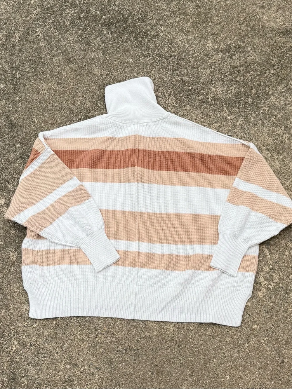 Aerie Striped Quarter-Zip Oversized Sweater in Cream & Tan size XL - Picture 6 of 12